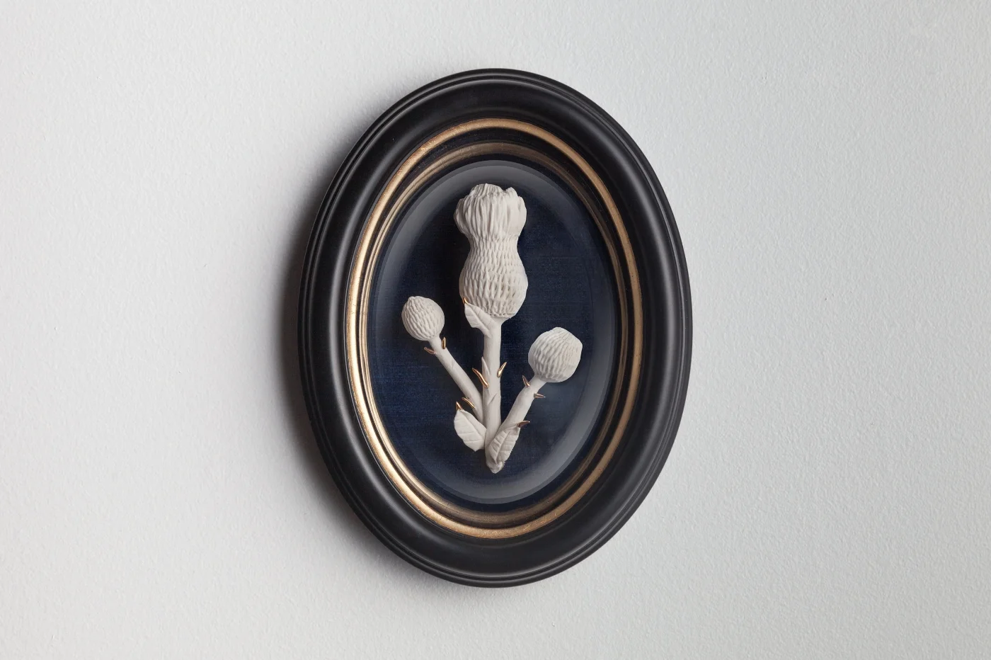 Heart and Crown Thistle, on Indigo. (sold)