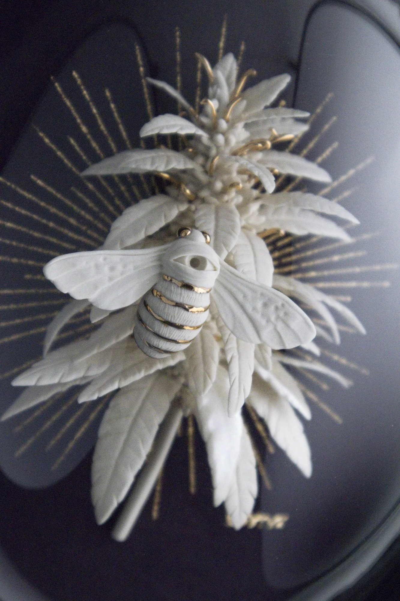 Honey Flower, Purple Velvet. (8"x10" int. wide frame)