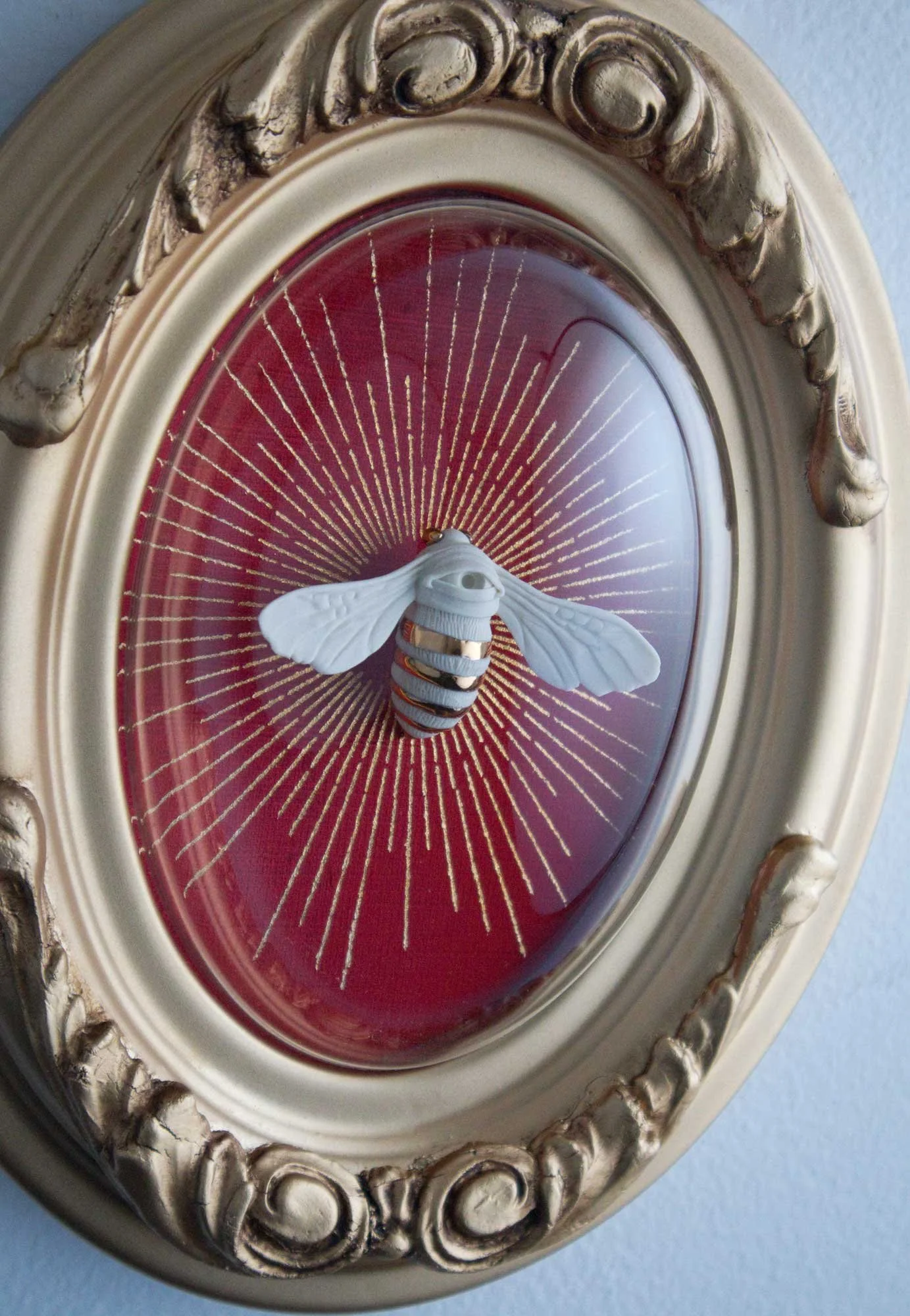 Delphic Bee, Red and Gold. (5"x7" int.)