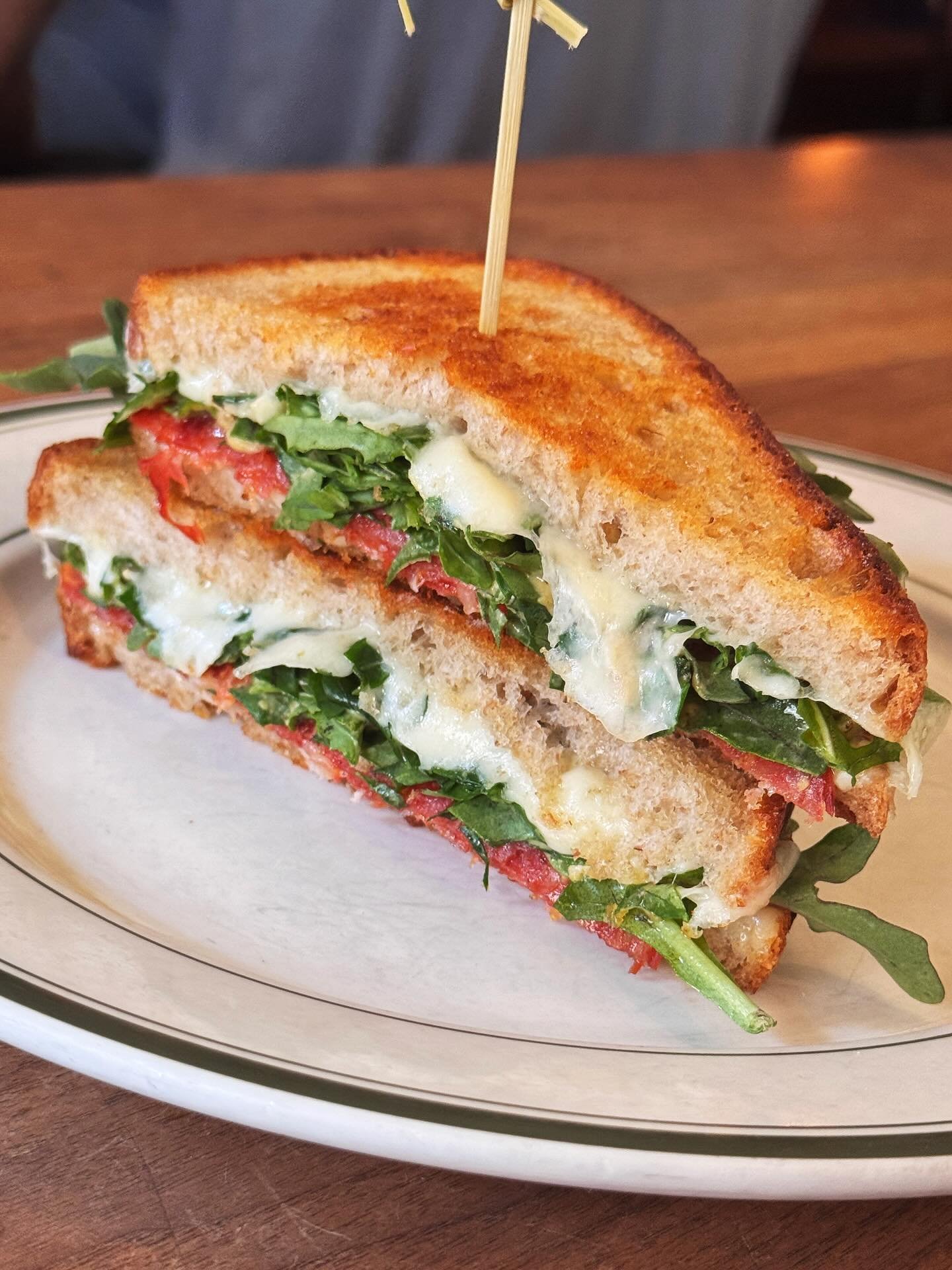Cheese! Bread! Meat! Pasta! Green stuff of the week! 

SANDWICH
Hot Sopresssta, provolone, arugula &amp; mustard

PASTA
Beef sausage, onion, peppers, pesto &amp; b&eacute;chamel.