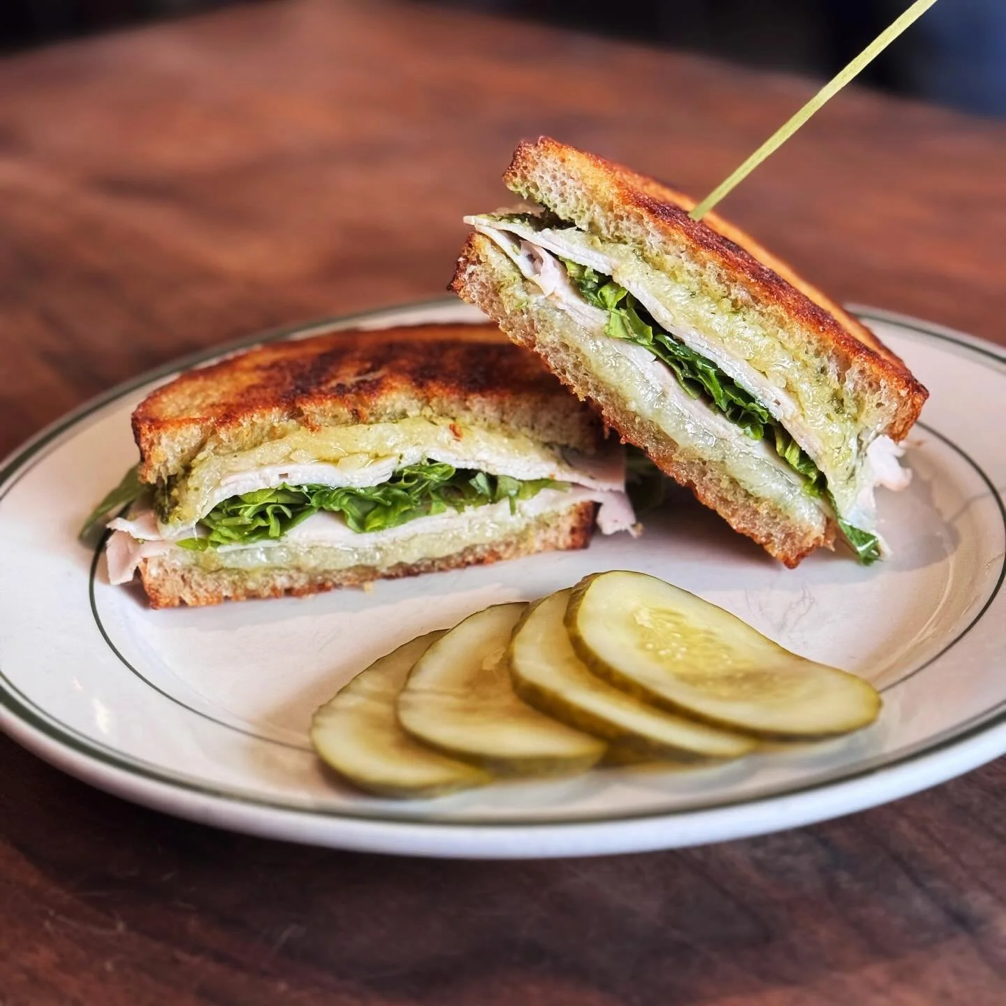 Since it&rsquo;s basically spring time why not go light crispy? 

SANDWICH
Turkey Breast, Manchego, Arugula &amp; pesto

PASTA
Beef sausage, hot peppers, onion, cherry tomato &amp; bechamel