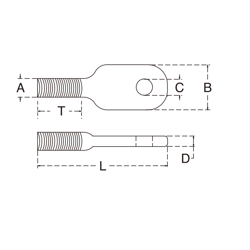 5-Pack 3-1/2" T316 Stainless Steel Threaded Eye Tabs - 5/16"-24 Thread For Boat