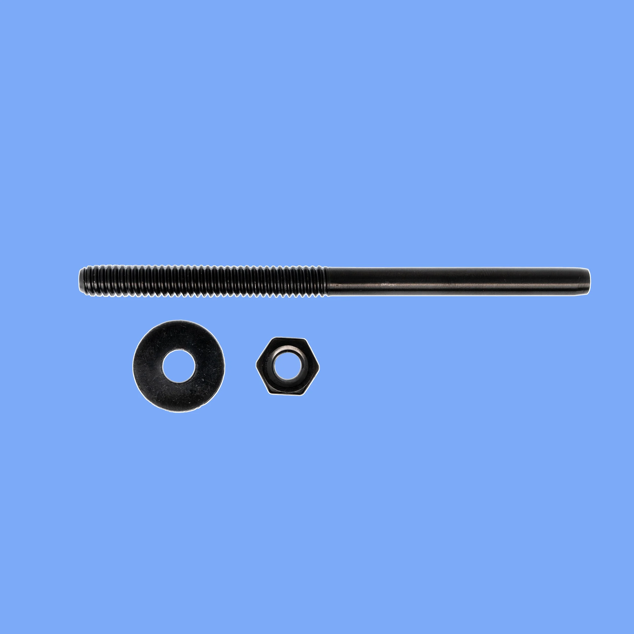 STAINLESS STEEL BLACK OXIDE HAND SWAGE LIFE LINE STUD W/FLAT WASHER AND HEX NUT T316