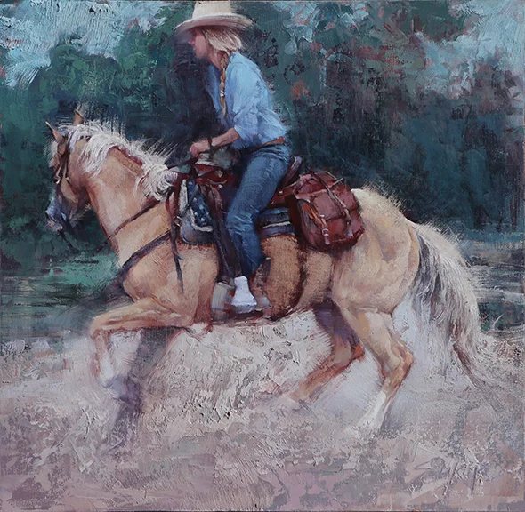 ©2015, Jill Soukup, Working Out the Kinks , oil, 20 x 20 inches