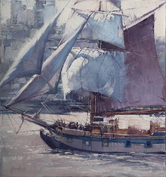 ©2013, Jill Soukup, Sunlit Sails , oil, 36 x 34 inches