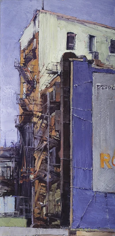 ©2011, Jill Soukup, Billboards & Staircases (NY) , oil, 48 x 24 inches