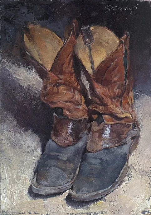 Boots Abiding , oil, 12.5 x 8.75 inches, 2011
