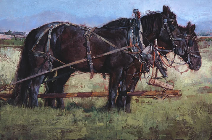 ©2015, Jill Soukup, Chico Basin Percherons , oil, 48 x 72 inches