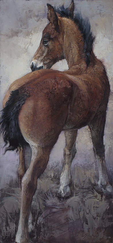 Spring Scruff, oil on canvas, 34 x 16 inches, ©2019 Inquiries: Nedra Matteucci 1075 Paseo de Peralta Santa Fe, New Mexico 87501 505-982-4631 www.matteucci.com