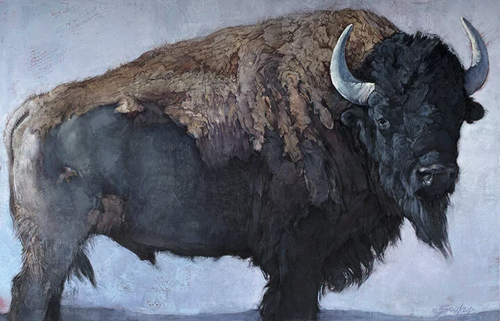 ©2019, Jill Soukup, Bison Bull No. 4 , oil, 39 x 60 inches