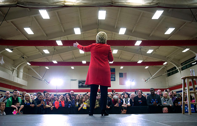 Hillary Clinton speaks during a primary campaign appearance at Washington High School in Cedar Rapids, Iowa, January 30, 2016. Without paper ballots, counted in public and recounted or audited when necessary, there are no means to verify the will of the voters. (Photo: Doug Mills / The New York Times)