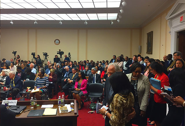 Packed congressional hearing on voter suppression, April 21, 2016. (Photo: National Election Defense Coalition)