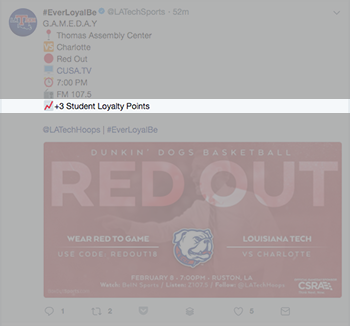 Louisiana Tech does a great job of promoting the app on social media, as they incorporate a student rewards system in their fan guide.