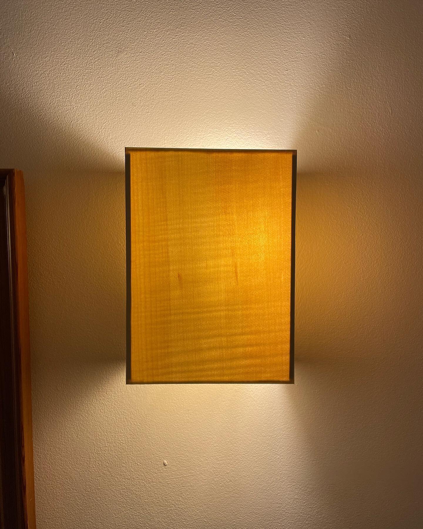 Sycamore veneer wall lampshade I recently made for my flat.