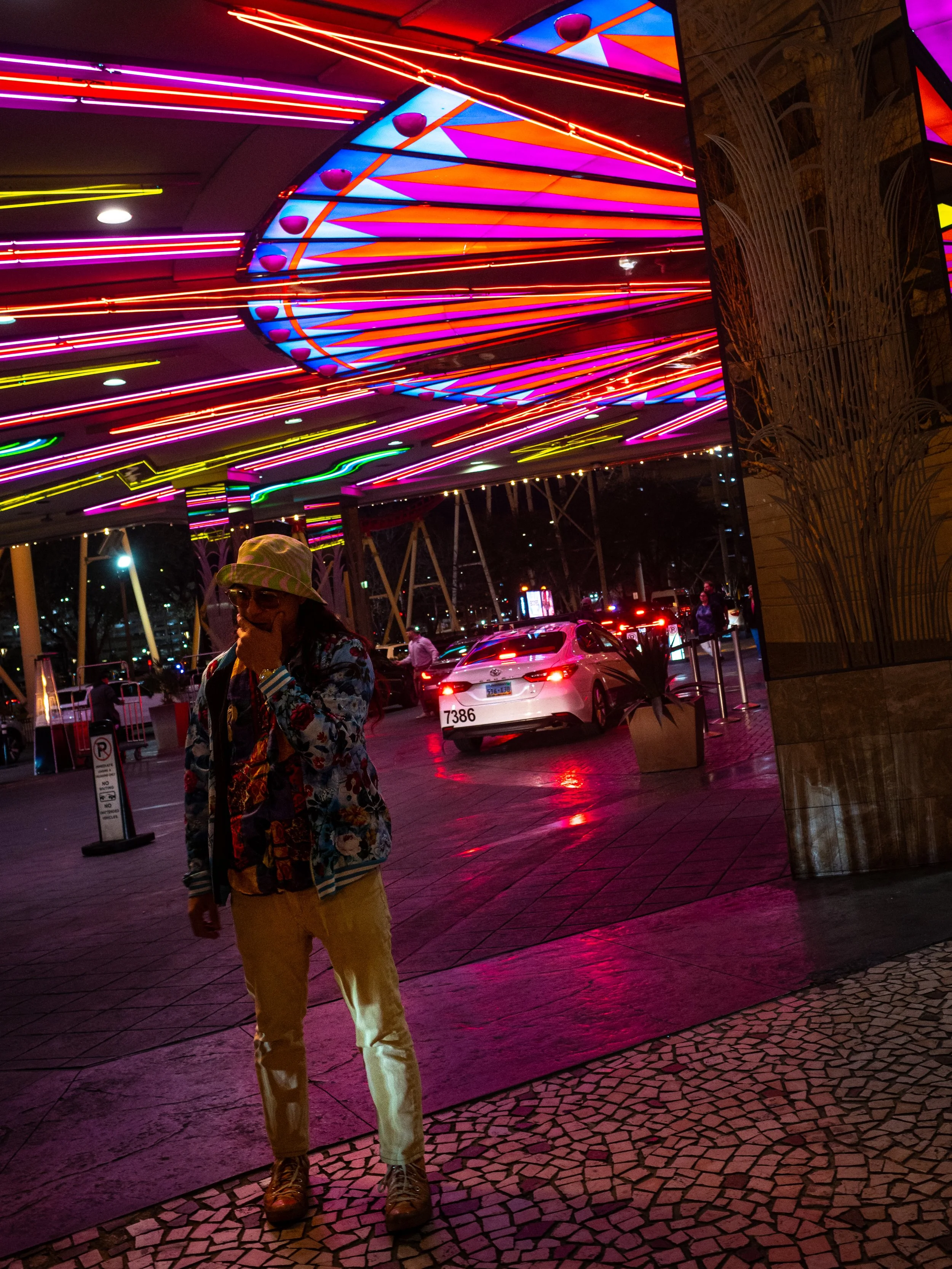  A man waits outside New York-New York in Las Vegas, Nev. 