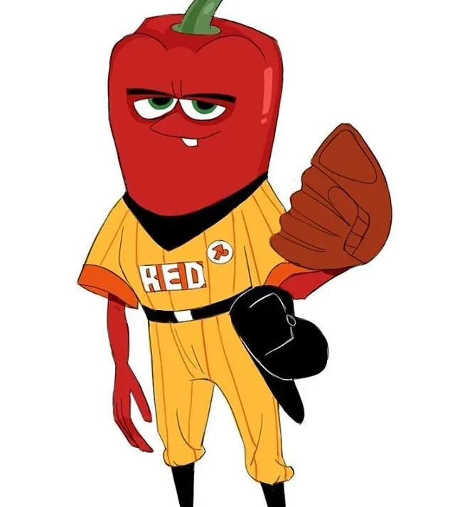 Peter Pepper - another one of my fighting vegetable people. Had fun with this one. Swipe for lines #stirfry #veggies #characterdesign #character #design #baseball