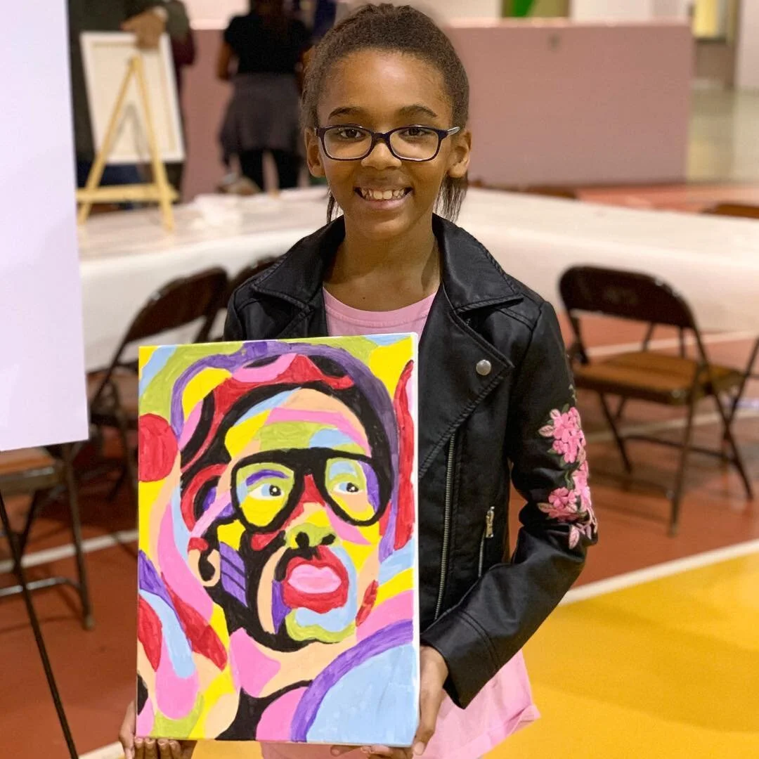 Check out this masterpiece of #ArthurAshe painted by this little queen 👸🏽🎨‼️ @jfordtheartist @rbrexperience #PxNExperience #HangItDontHideIt