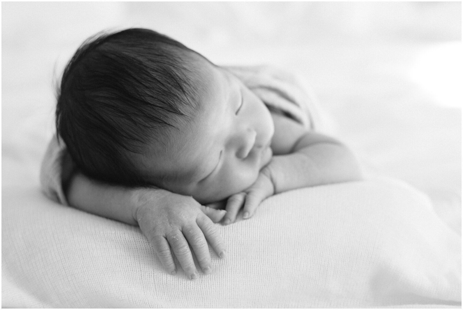  Baby hair. Sleeping newborn baby boy. NKB Photo, New Jersey.  