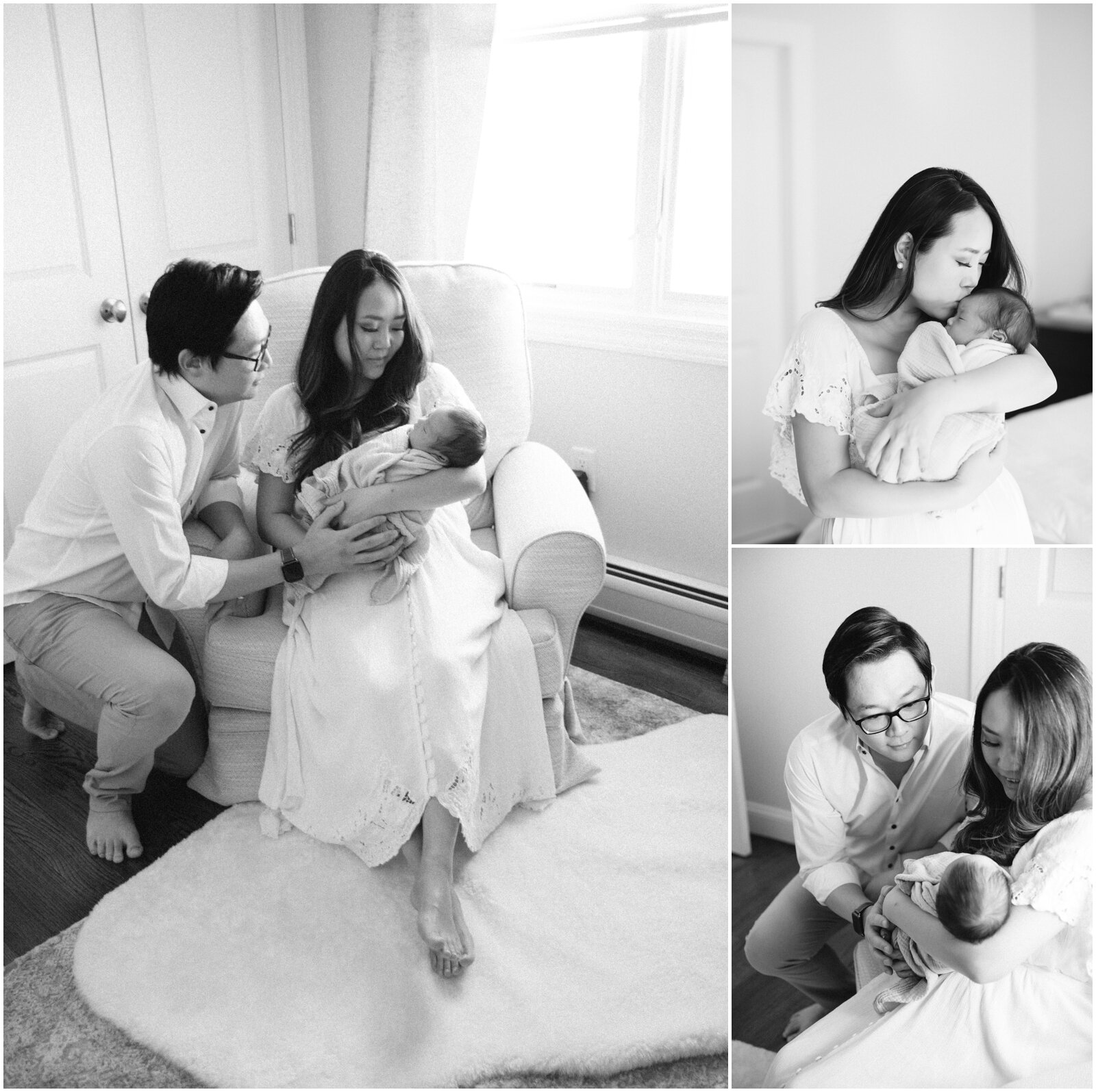  Family photos at home with newborn boy. Mom, Dad, Baby. NKB Photo, New Jersey.  