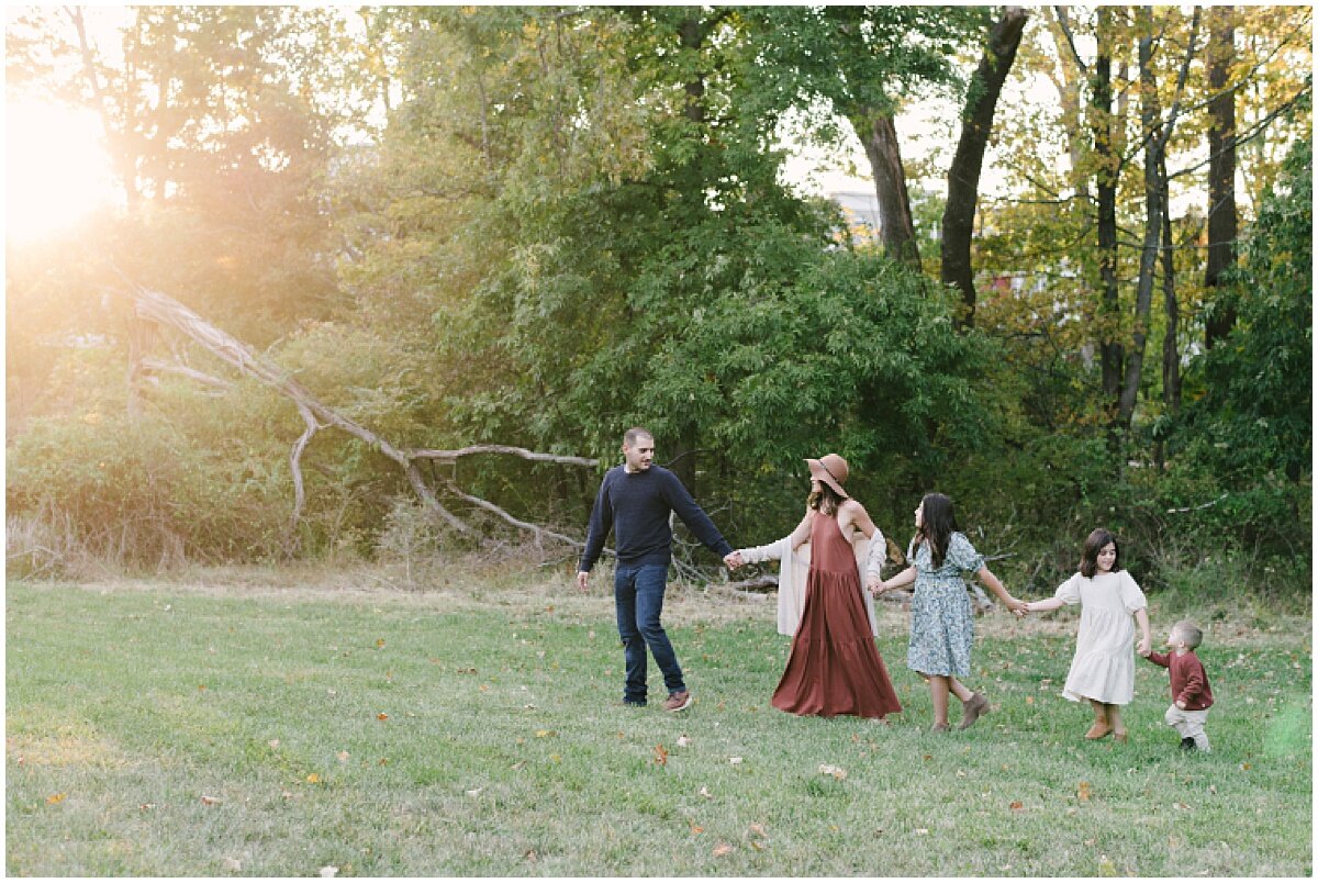  Golden hour portrait of family of five 