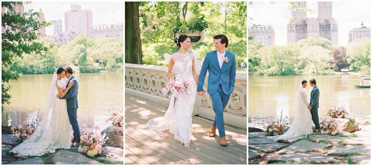  Color film collage of bride and groom eloping in NYC 