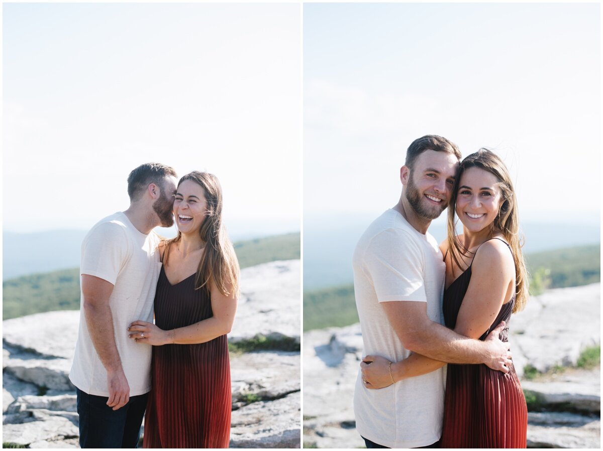 Couple laughing during Minnewaska State Park engagement session | Couple hugging each other during Minnewaska State Park engagement session | NKB Photo
