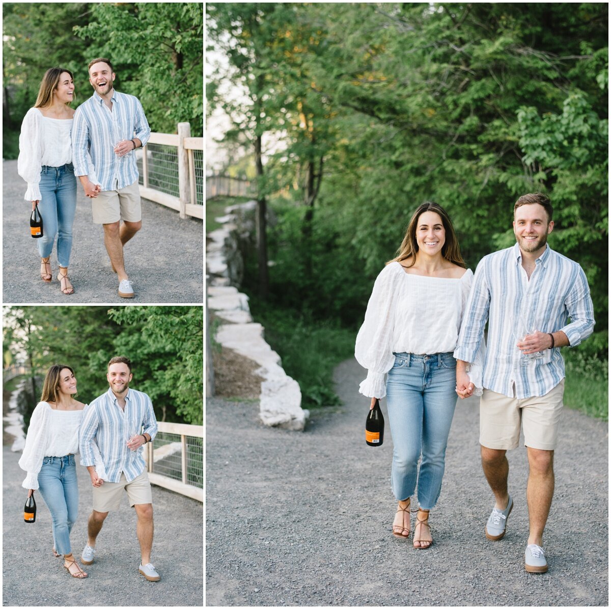 Couple walking and holding hands during Minnewaska State Park Engagement Session | NKB Photo