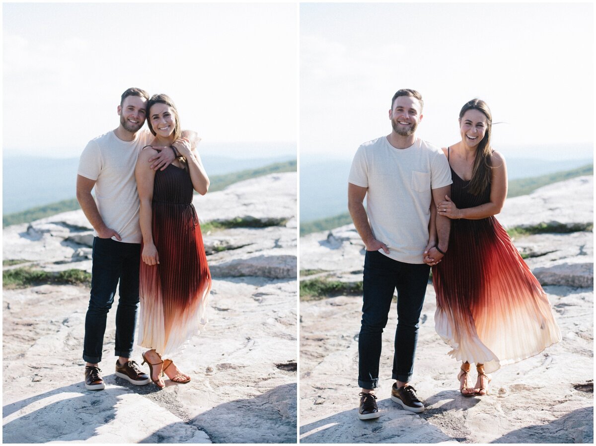 Couple standing on rocks next to each other during Minnewaska State Park engagement session | NKB Photo
