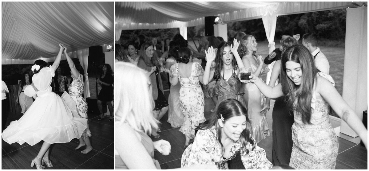  black and white photo of wedding dancing at private estate wedding 