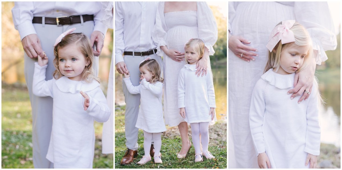 Family wearing all white during fall family photoshoot | NKB Photo
