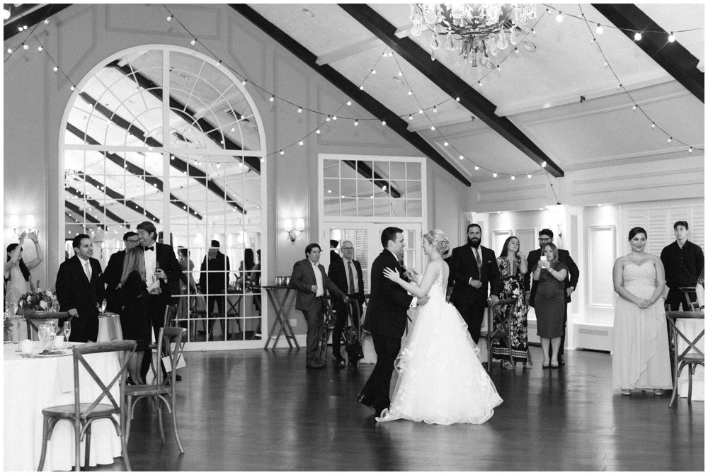 Bride and groom dancing during reception at Lake Mohawk Country Club Wedding | NKB Photo