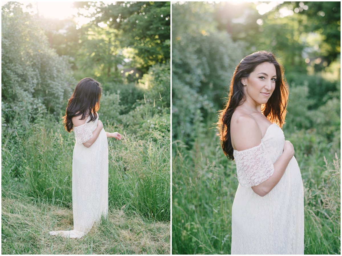 Pregnant woman cradling baby bump during maternity session | NKB Photo