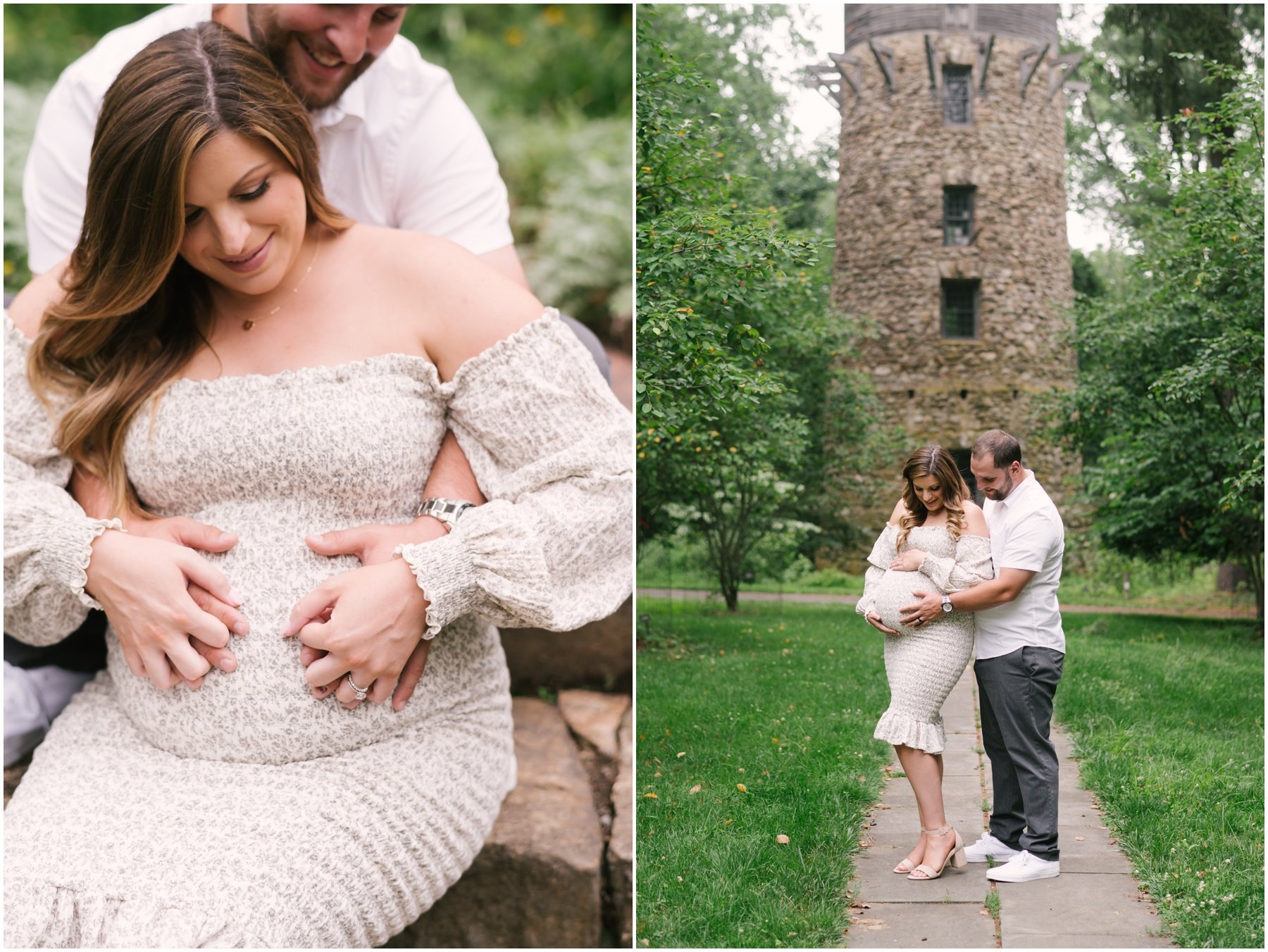 Couple placing hands on belly during maternity session | NKB Photo