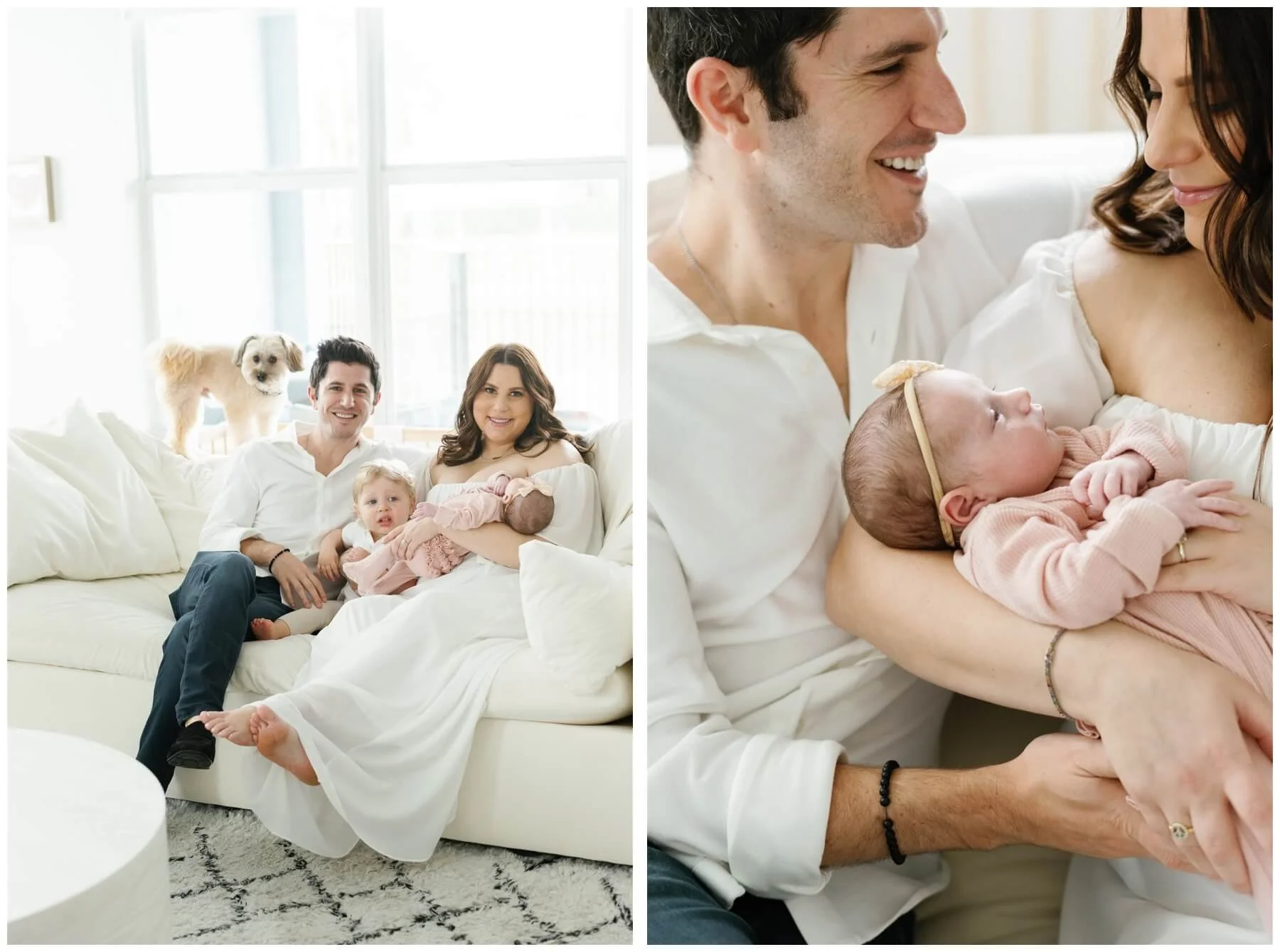 Newborn baby photographed in a living room during an in-home session in Parkland Florida