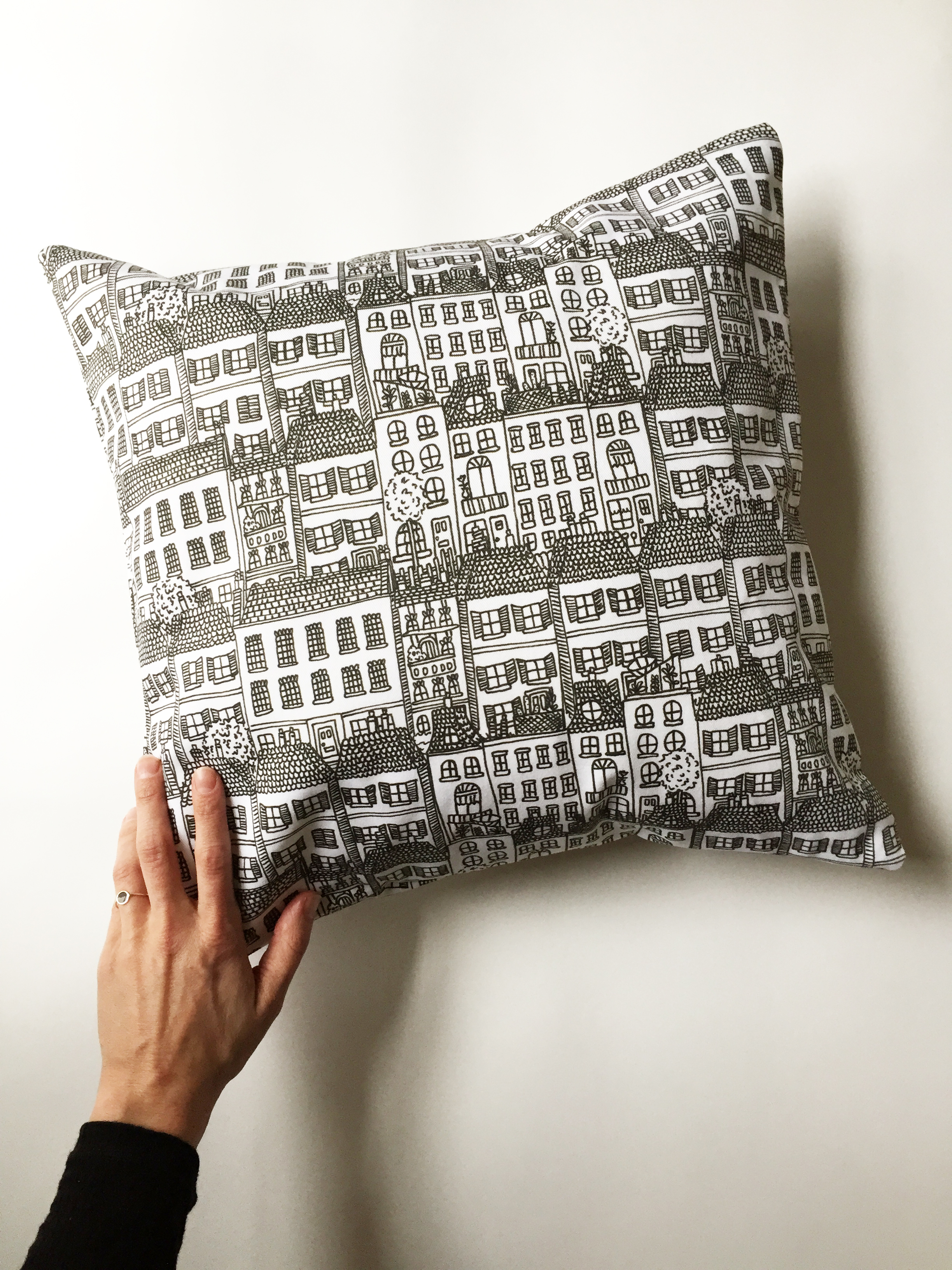 Townhouses Pillow by Kate Zaremba