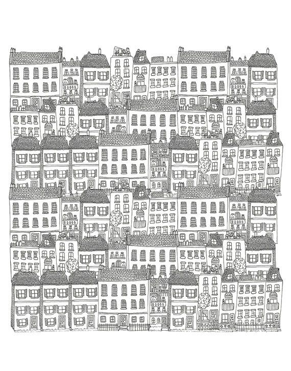 Townhouses wallpaper by Kathryn Zaremba