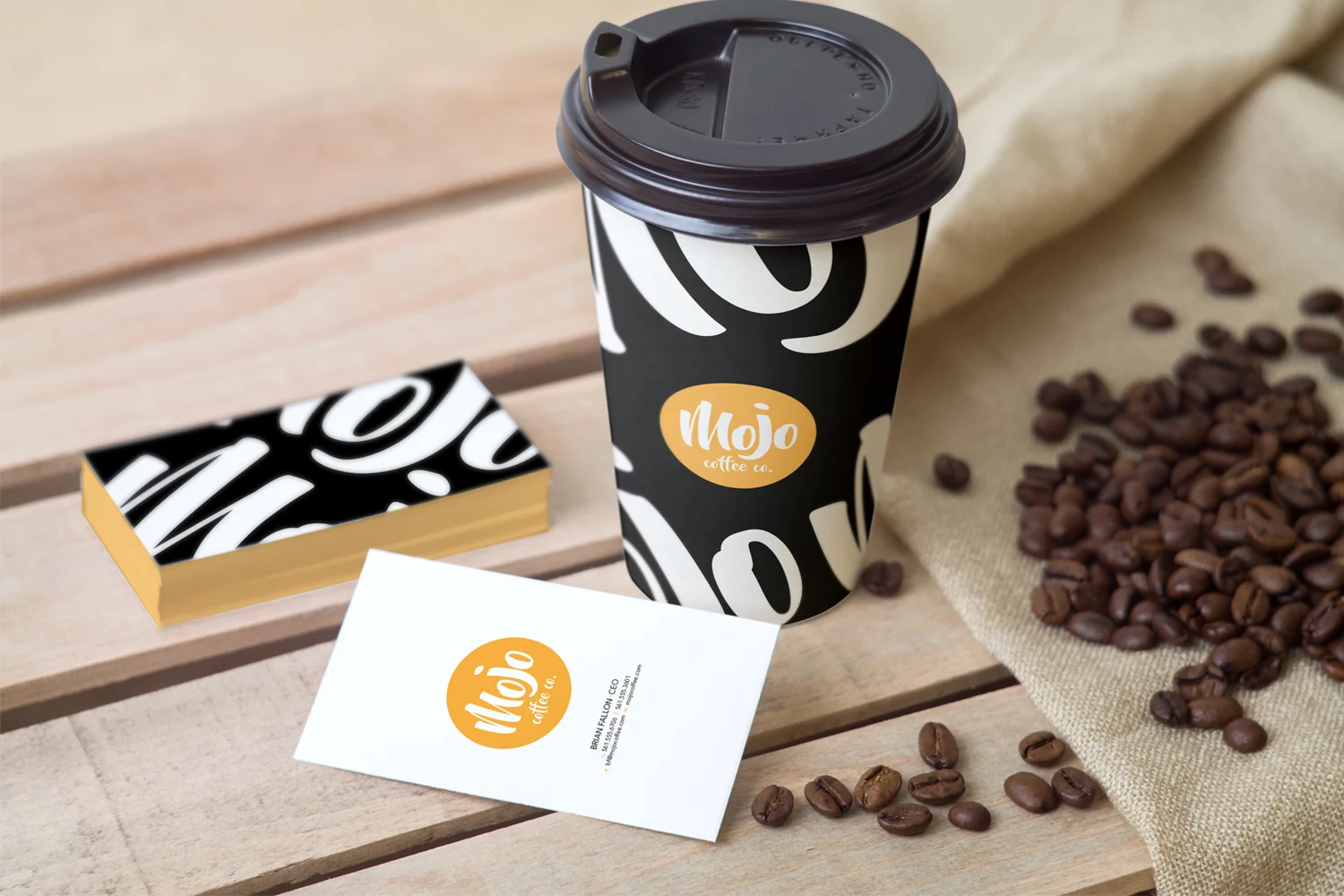 Business cards and logo on packaging design