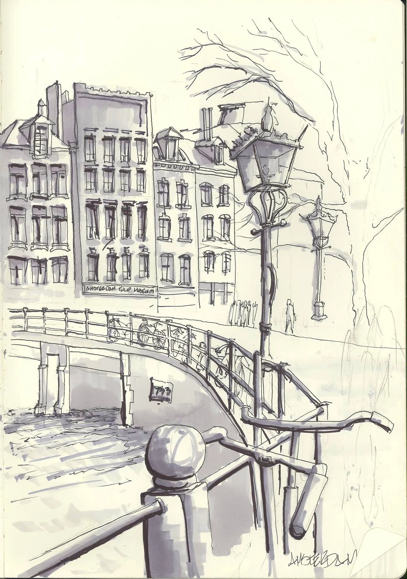 Canal Scene. Amsterdam, Netherlands