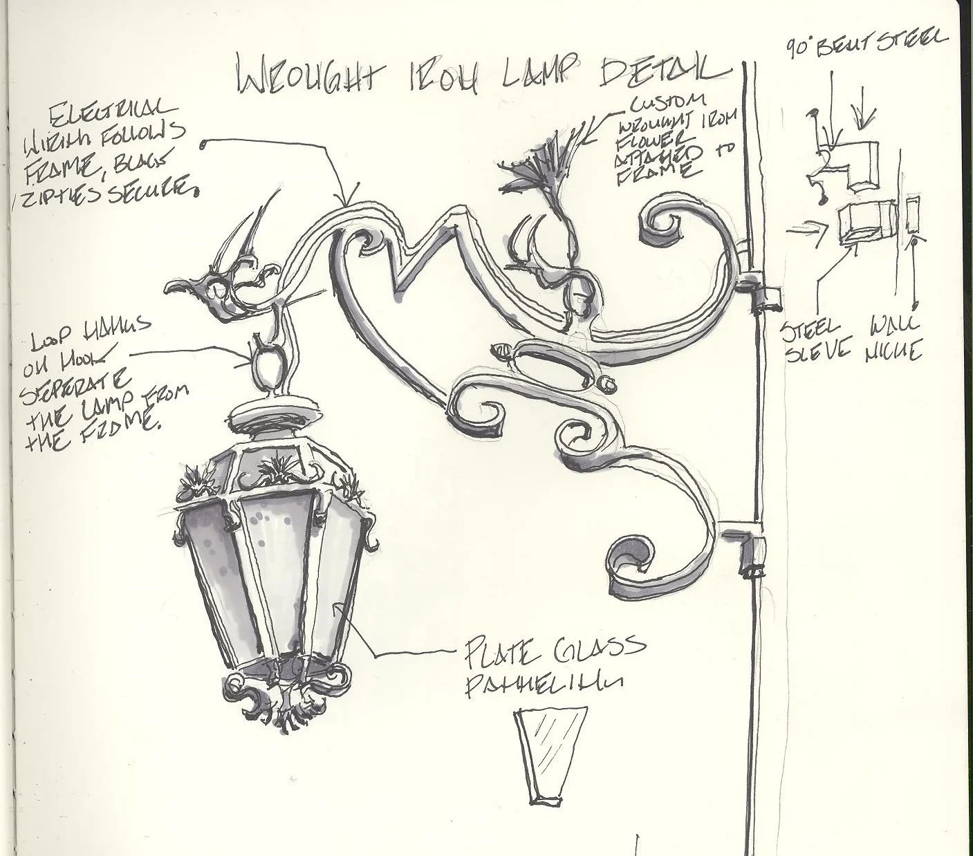 Wrought Iron Lamp Detail, Villa Lante. Viterbo, Italy