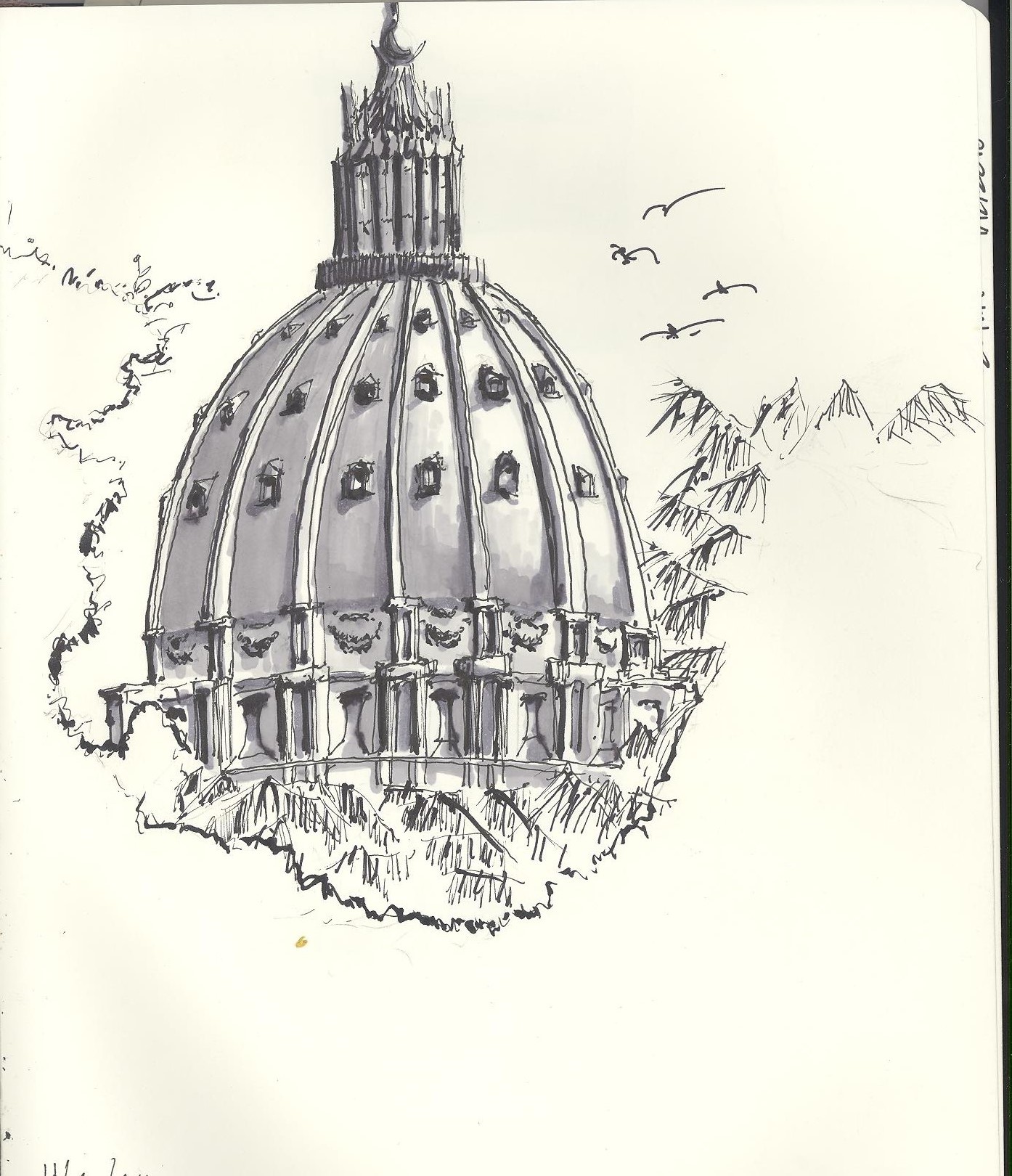 St. Peter's Basilica from the Vatican Museum. Vatican City