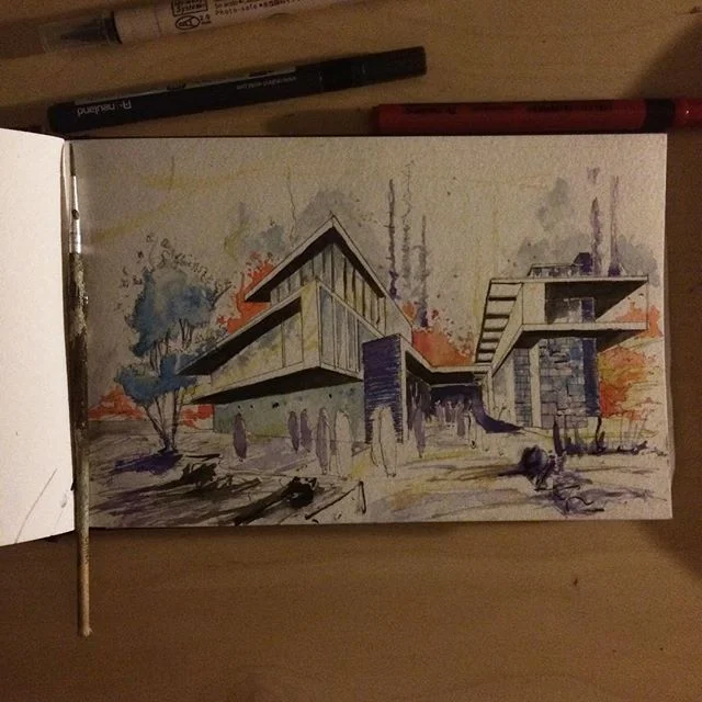 Dreaming up forms with ink and paint.