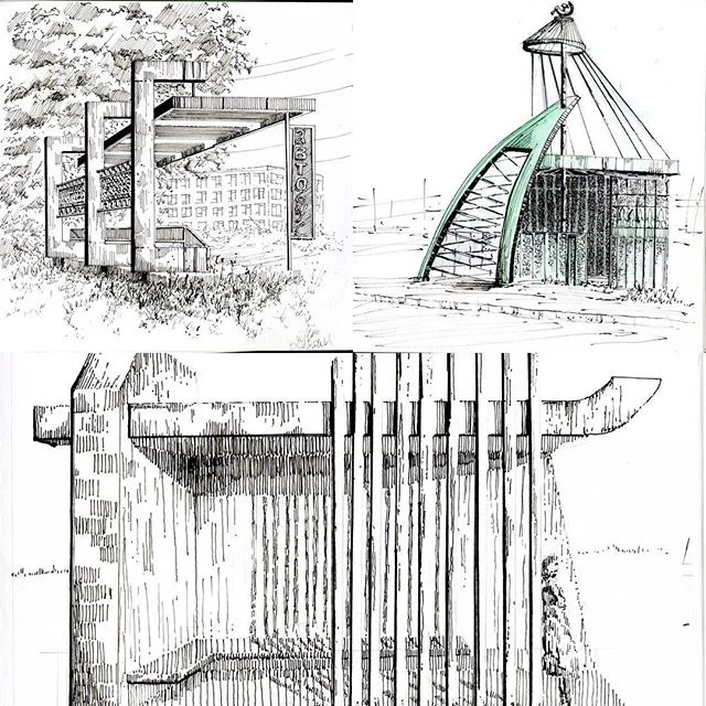 #inktober bus stops. Inspiration from @herwigphoto 's photography.