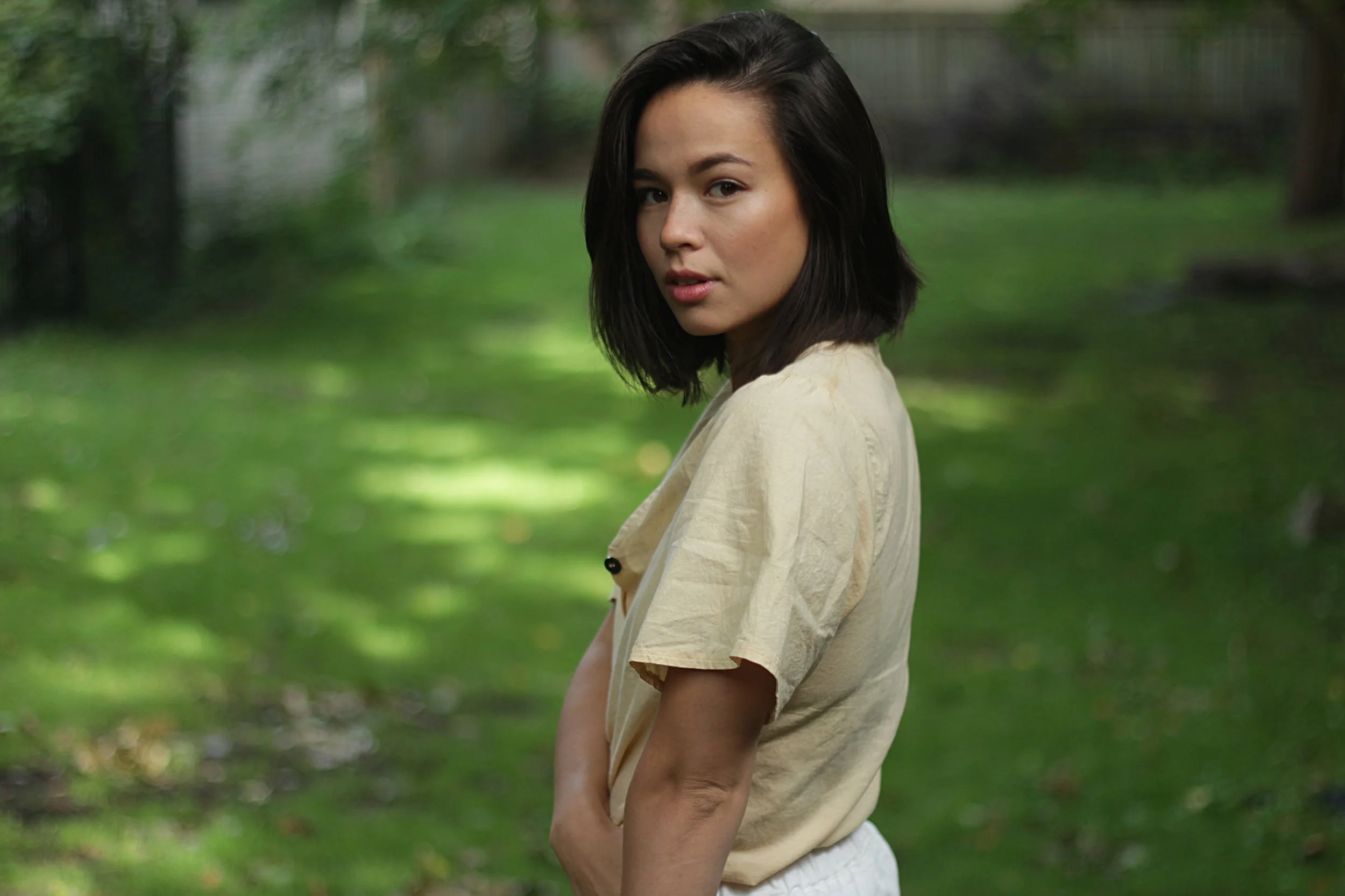 Wearing Abel Wear’s organic cotton blouse.