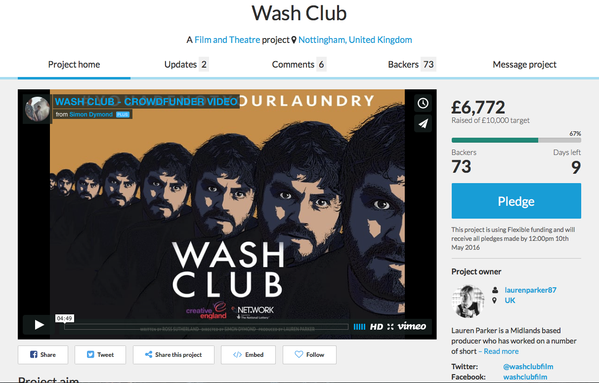 Crowdfunder.co.uk/washclub - 1st May 2016