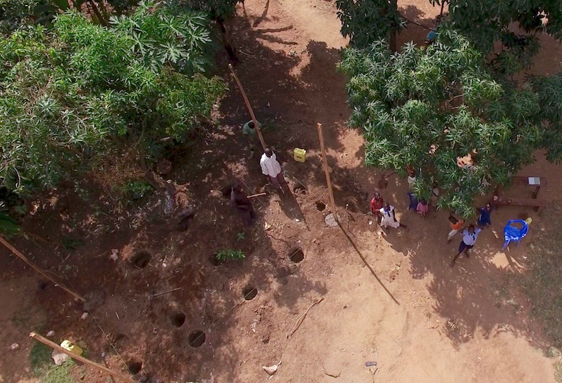 Aerial view of chicken coop before building. Scroll down to see the finished project! 