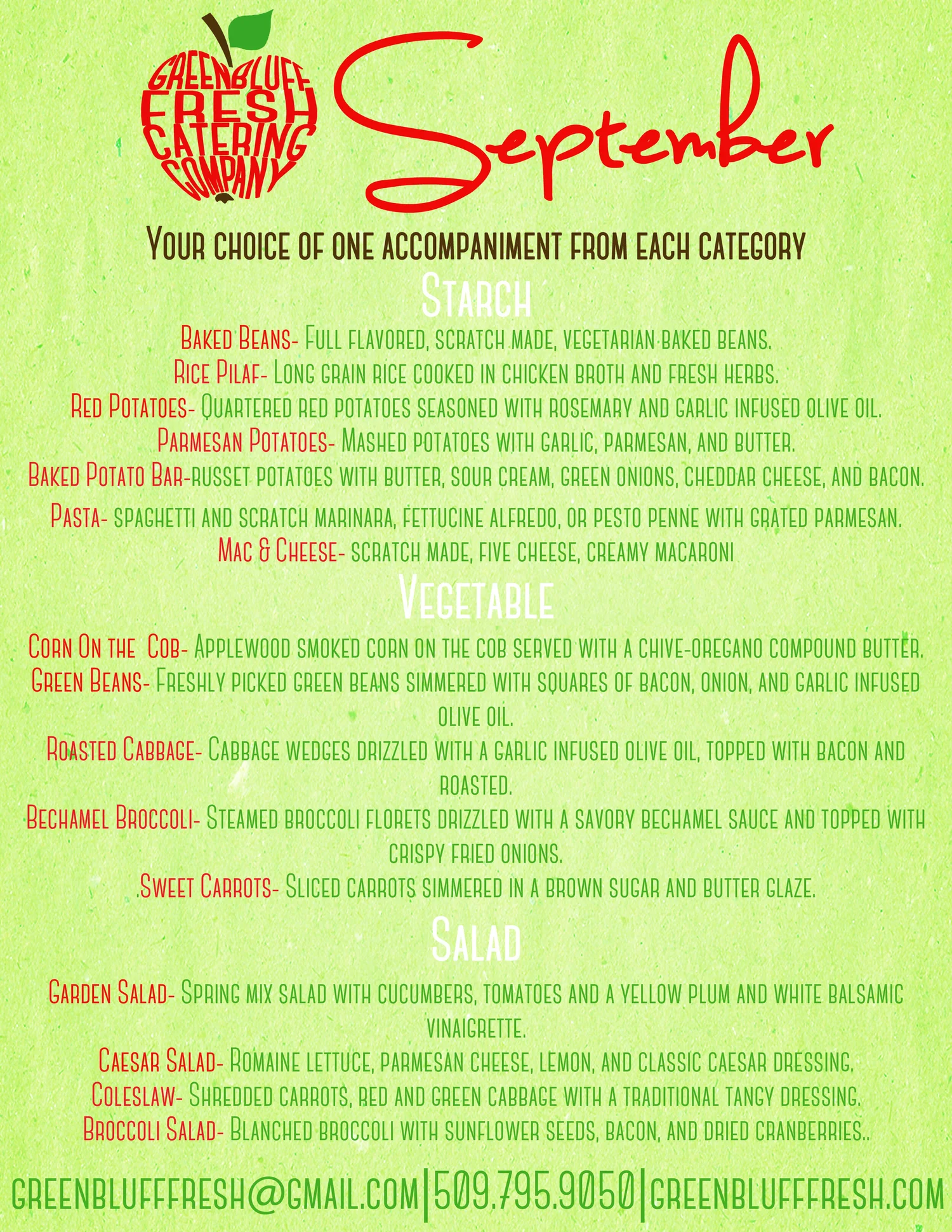 September's seasonal, farm fresh catering menu — Greenbluff Fresh ...