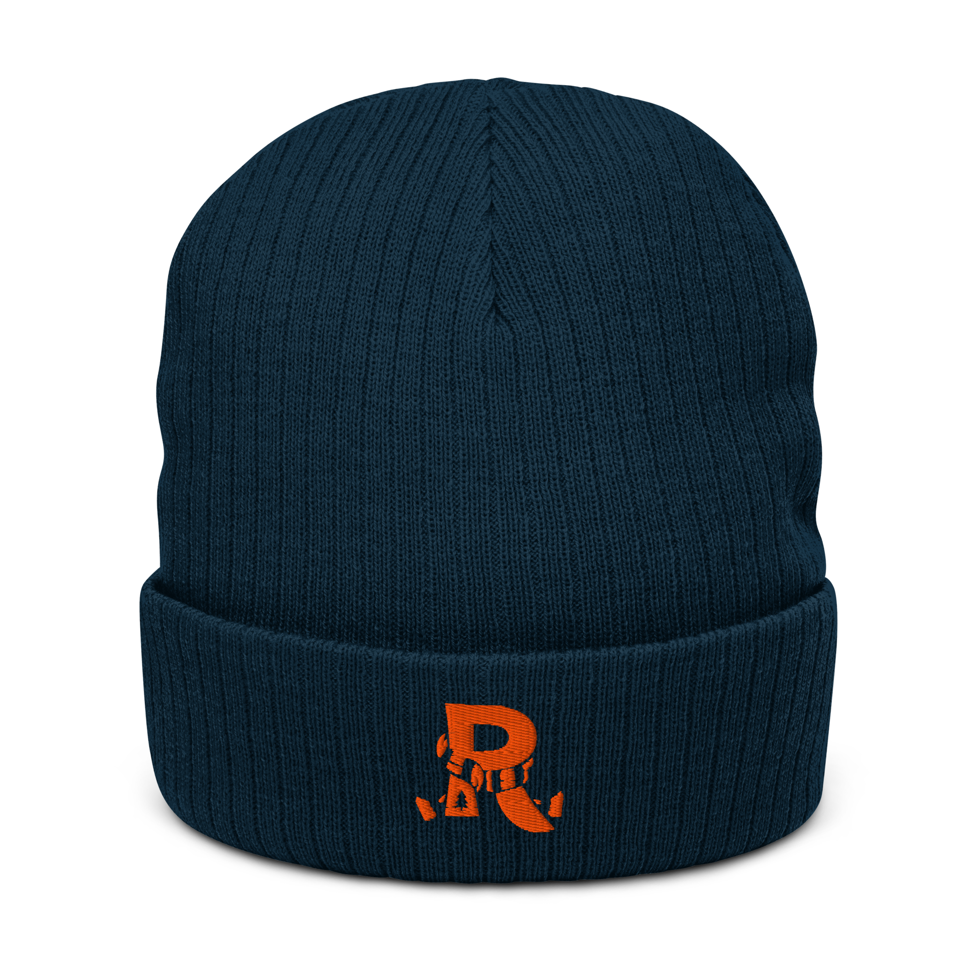R Ribbed Knit Beanie