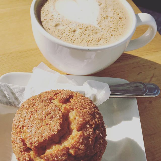 Working from a new coffee shop today. #horchatalatte #churromuffin #coffee #coffeeshop