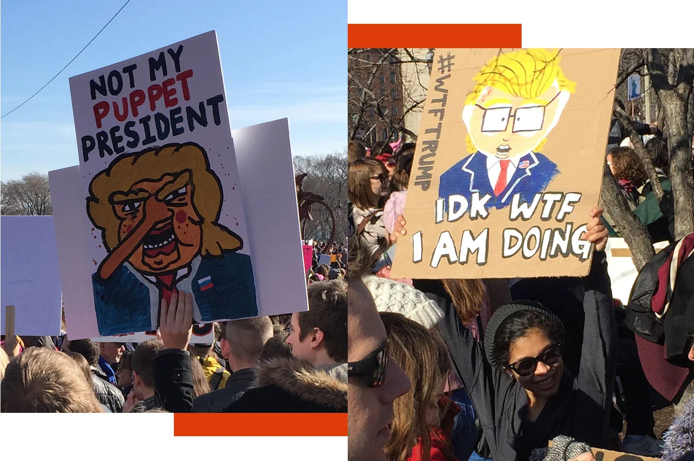 Cartoon-inspired signs.