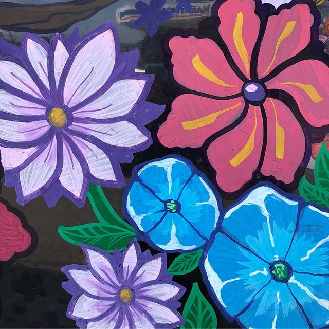 Painted and real flowers outside of Fat Rice. 
#logansquare #middleouest #midwest #summer #flowers #colors #art #fatrice #chicago